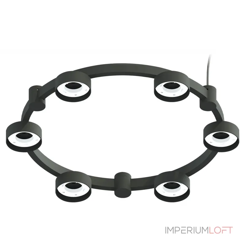 Корпус светильника Techno Ring подвесной для насадок Ø85мм C9232/6 SBK черный песок D550*70.5mm GX53/6 от NovaLamp