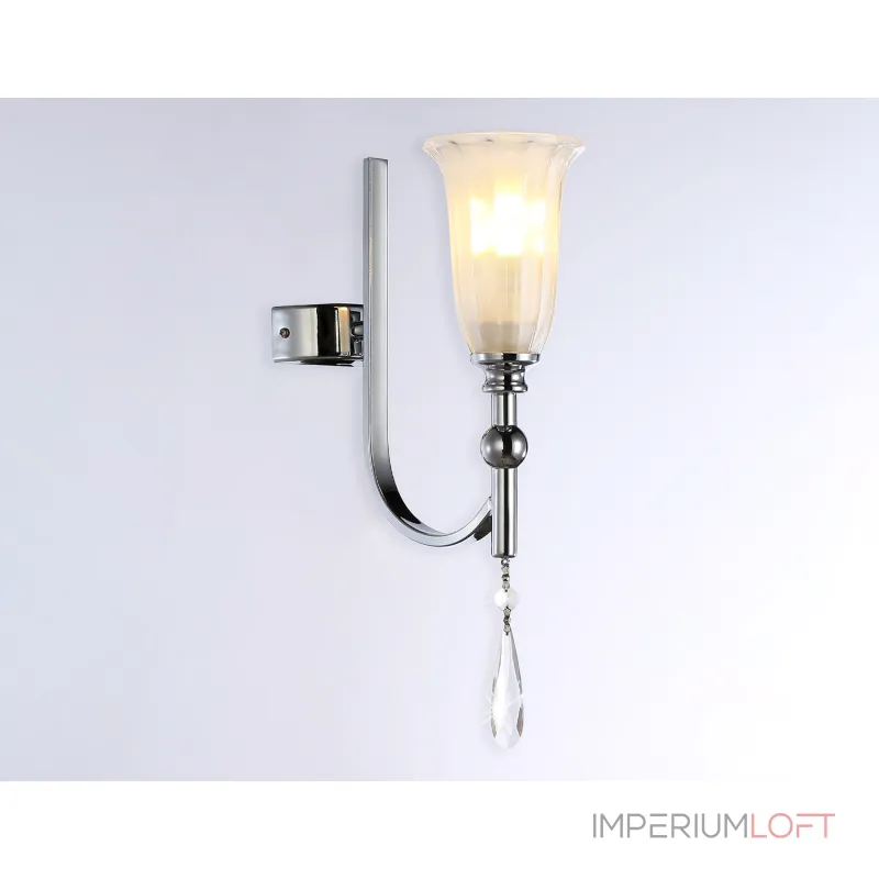 Настенный светильник с хрусталем TR3253 CH/FR хром/белый матовый E14 max 40W 375*100*225 от NovaLamp