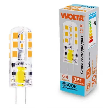 Лампа светодиодная Wolta G4 3Вт 6500K WSTD-JC-12V3W6KG4-S