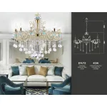 Подвесная люстра с хрусталем TR4929/12 GD/WH/CL золото/белый/прозрачный E14*12 max 40W D910*680 от NovaLamp