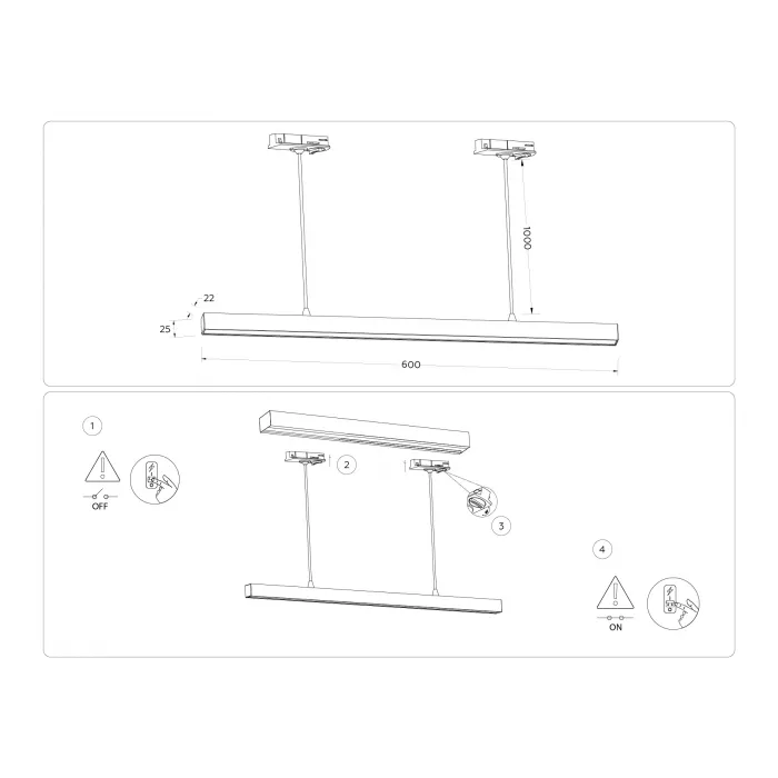 Светильник светодиодный трековый GL6782 WH белый LED 24W 3000K 600*22*1025 от NovaLamp