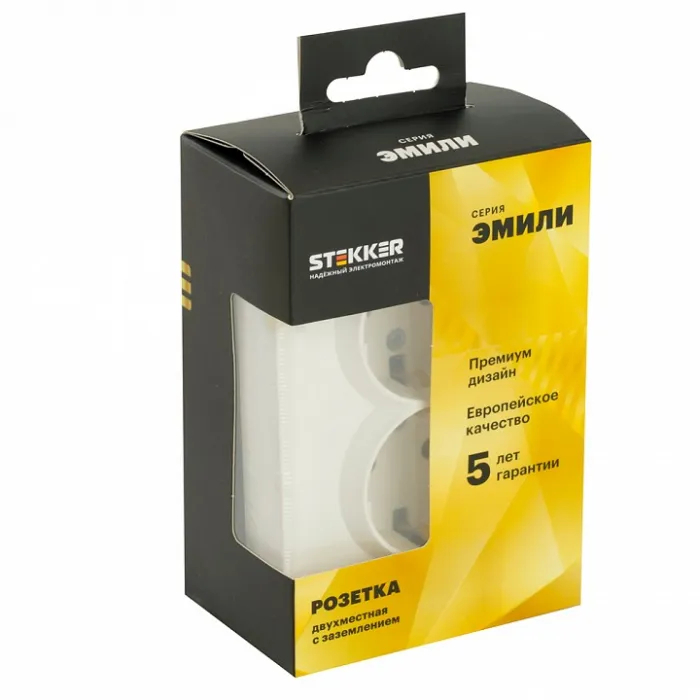 Розетка двойная без заземления и со шторкой без рамки Stekker RST16-5114-01 49882 от ImperiumLoft