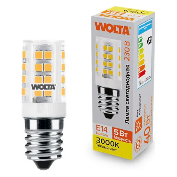 Лампа светодиодная Wolta E14 5Вт 3000K WSTD-JCD-5W3KE14-C от ImperiumLoft