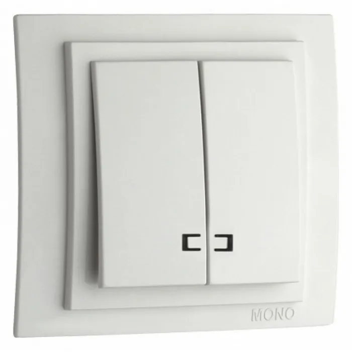Выключатель двухклавишный с подсветкой без рамки Mono Electric Despina / Larissa 500-001925-103 от ImperiumLoft