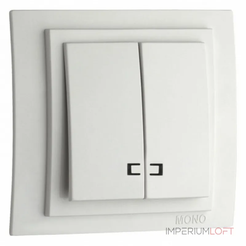 Выключатель двухклавишный с подсветкой без рамки Mono Electric Despina / Larissa 500-001925-103