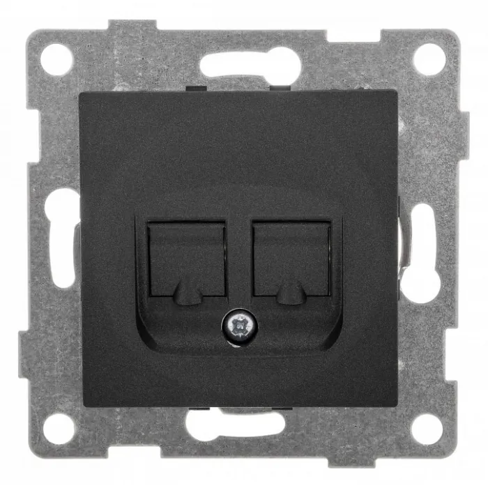 Розетка двойная RJ-12 и Ethernet RJ-45 без рамки Gusi Electric UGRA С11КТ-010 от ImperiumLoft