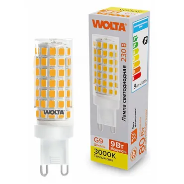 Лампа светодиодная Wolta G9 9Вт 3000K WSTD-JCD-9W3KG9-C