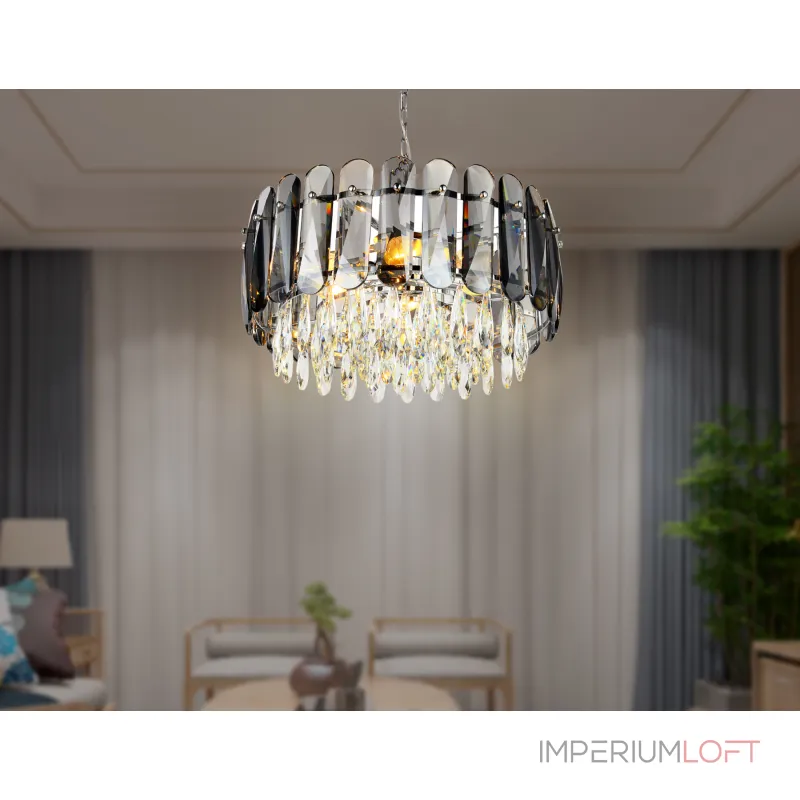 Подвесная люстра TR5069/6 CH/SM/CL хром/дымчатый/прозрачный E14/6 max 40W D500*950 от NovaLamp
