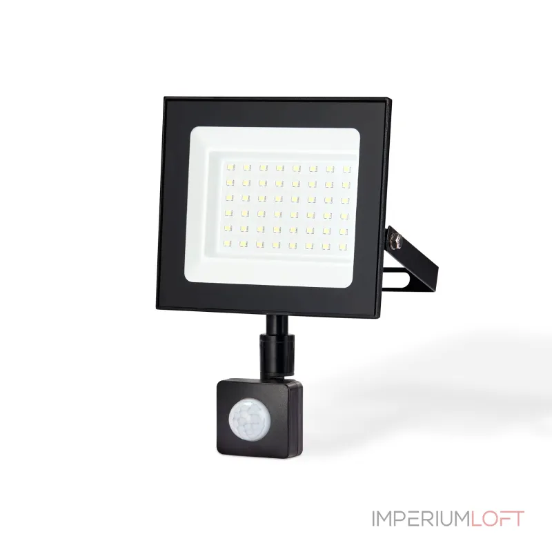Прожектор светодиодный с датчиком движения ST8115 BK черный IP65 LED 6500K 50W 160*134*28 от NovaLamp