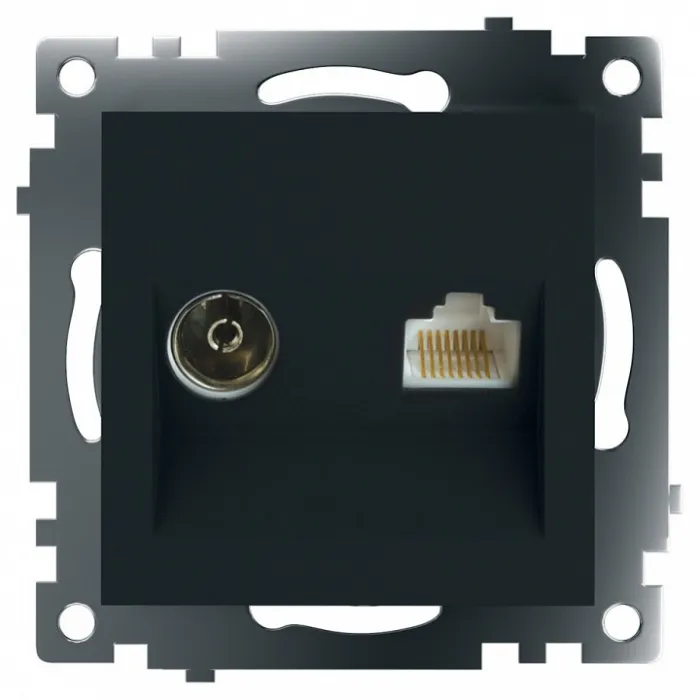 ТВ-розетка и розетка Ethernet RJ-45 без рамки Stekker Катрин 49182 от ImperiumLoft