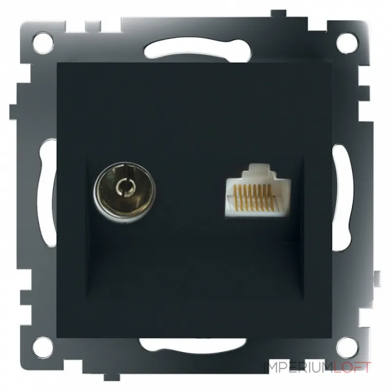 ТВ-розетка и розетка Ethernet RJ-45 без рамки Stekker Катрин 49182 ТВ-розетка и розетка Ethernet RJ-45 без рамки Stekker Катрин 49182