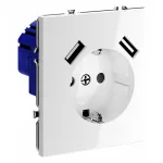 Розетка с заземлением и со шторкой и 2хUSB type A без рамки Voltum S70 VLS040401 от ImperiumLoft
