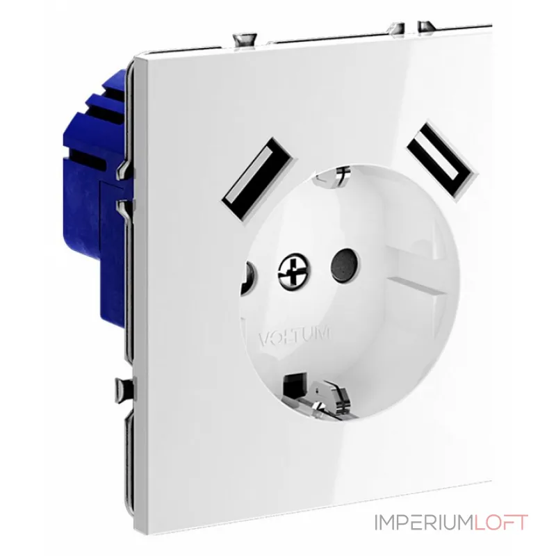 Розетка с заземлением и со шторкой и 2хUSB type A без рамки Voltum S70 VLS040401 от ImperiumLoft Розетка с заземлением и со шторкой и 2хUSB type A без рамки Voltum S70 VLS040401 от ImperiumLoft