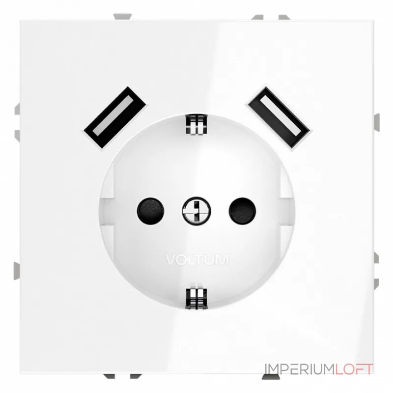 Розетка с заземлением и со шторкой и 2хUSB type A без рамки Voltum S70 VLS040401 от ImperiumLoft Розетка с заземлением и со шторкой и 2хUSB type A без рамки Voltum S70 VLS040401 от ImperiumLoft