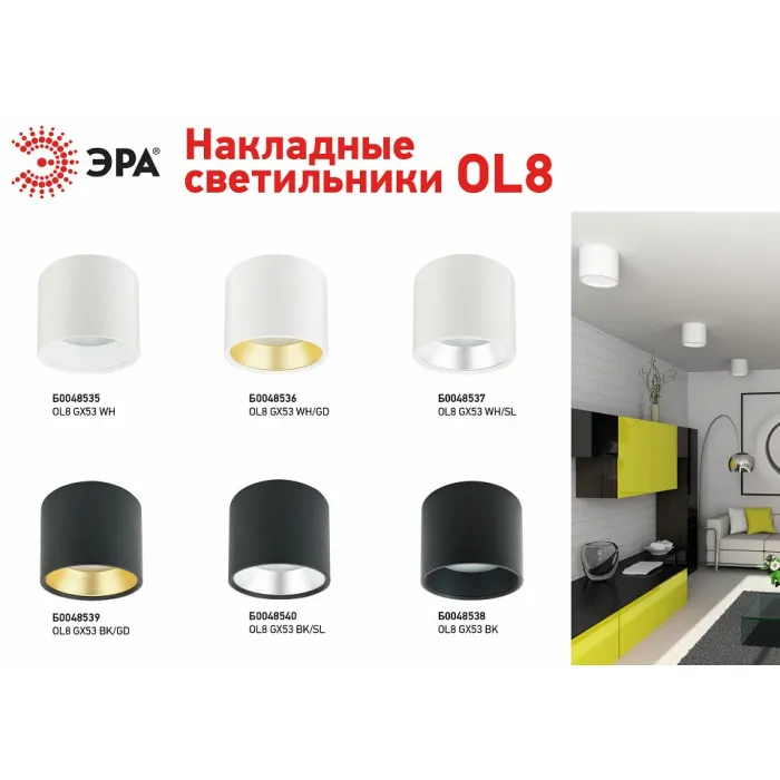 Накладной светильник Эра OL8 GX53 BK Б0048538 от ImperiumLoft