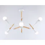 Подвесной светильник в стиле лофт TR80485/6 WH/LW белый/светлое дерево E27/6 max 60W D930*510 от NovaLamp