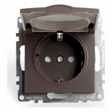 Розетка с заземлением и со шторками без рамки с крышкой Stekker Катрин 49029 Розетка с заземлением и со шторками без рамки с крышкой Stekker Катрин 49029