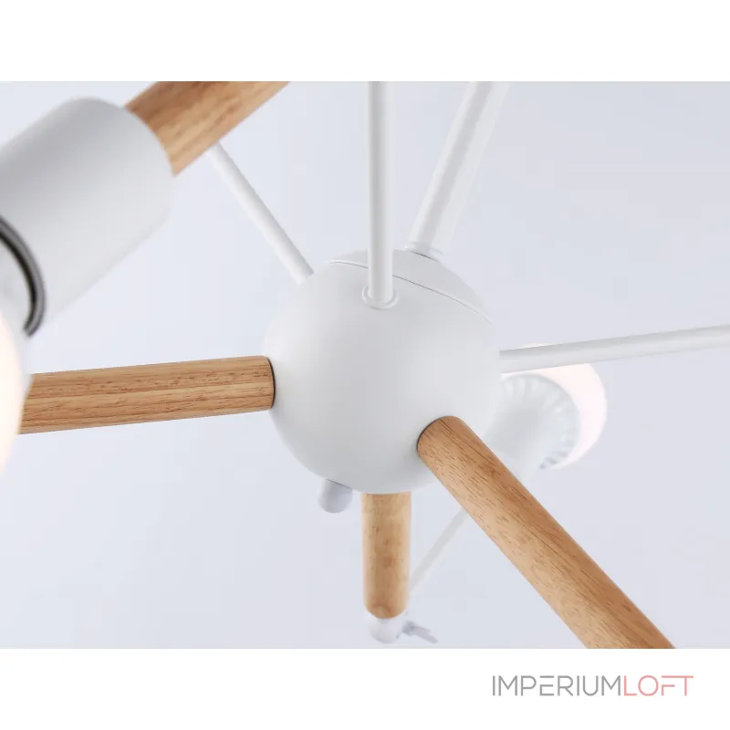 Подвесной светильник в стиле лофт TR80485/6 WH/LW белый/светлое дерево E27/6 max 60W D930*510 от NovaLamp
