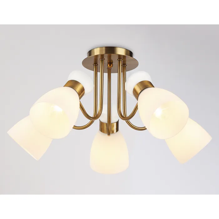 Подвесная люстра TR3218/5 GD/FR золото/белый матовый E27*5 max 40W D580*290 от NovaLamp