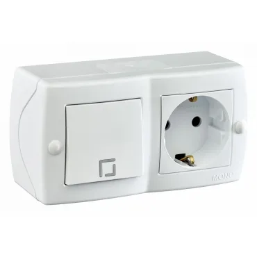 Блок с розеткой и выключателем Mono Electric Octans IP20 104-010101-180