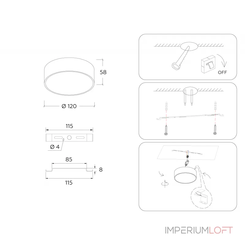 Светильник светодиодный потолочный FV5513 BK черный LED 15W 3000K D120*58 (Без ПДУ) от NovaLamp Светильник светодиодный потолочный FV5513 BK черный LED 15W 3000K D120*58 (Без ПДУ) от NovaLamp