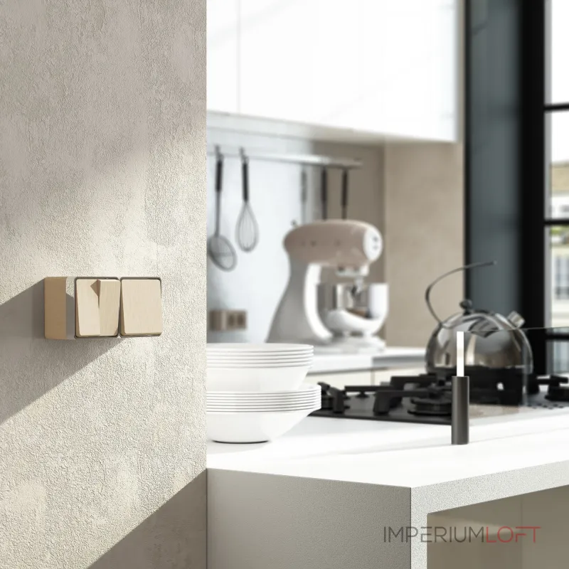 Выключатель двухклавишный влагозащищенный Werkel Gallant (шампань рифленый) W5020210 от ImperiumLoft Выключатель двухклавишный влагозащищенный Werkel Gallant (шампань рифленый) W5020210 от ImperiumLoft