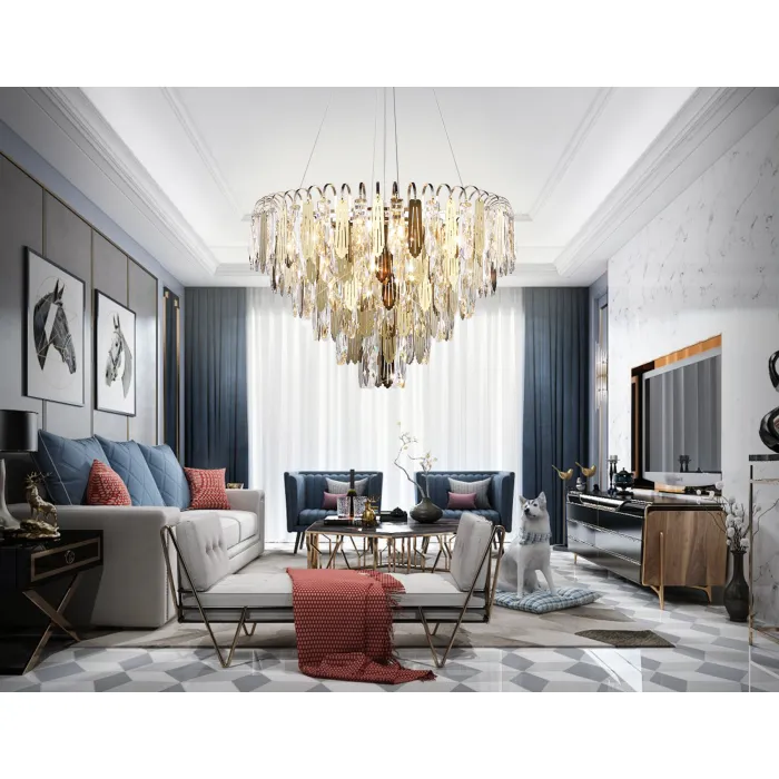 Подвесная люстра с хрусталем TR5258/11 SGD/CL золото/прозрачный E27*11 max 40W D600*400 от NovaLamp