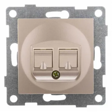 Розетка двойная RJ-12 и Ethernet RJ-45 без рамки Gusi Electric UGRA С11КТ-027
