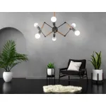 Подвесной светильник в стиле лофт TR80488/6 BK/LW черный/светлое дерево E27/6 max 60W D930*510 от NovaLamp