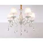 Подвесная люстра с абажурами и хрусталем TR4547/5 WH/SL белый/серебро E14/5 max 40W D565*500 от NovaLamp