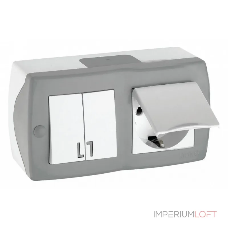 Блок с розеткой и выключателем Mono Electric Octans IP20 104-020001-187 Блок с розеткой и выключателем Mono Electric Octans IP20 104-020001-187