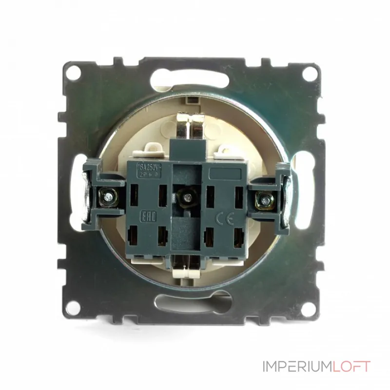 Розетка с заземлением и со шторками без рамки с крышкой Stekker Катрин 49222 от ImperiumLoft