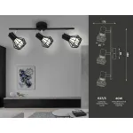 Настенно-потолочный спот в стиле лофт TR8622/3 BK/CH черный/хром E27*3 max 40W 460*91*175 от NovaLamp