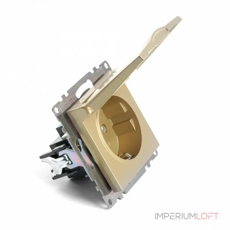 Розетка с заземлением и со шторками без рамки с крышкой Stekker Катрин 49222 от ImperiumLoft