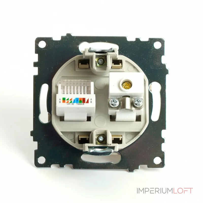 ТВ-розетка и розетка Ethernet RJ-45 без рамки Stekker Катрин 49230 ТВ-розетка и розетка Ethernet RJ-45 без рамки Stekker Катрин 49230