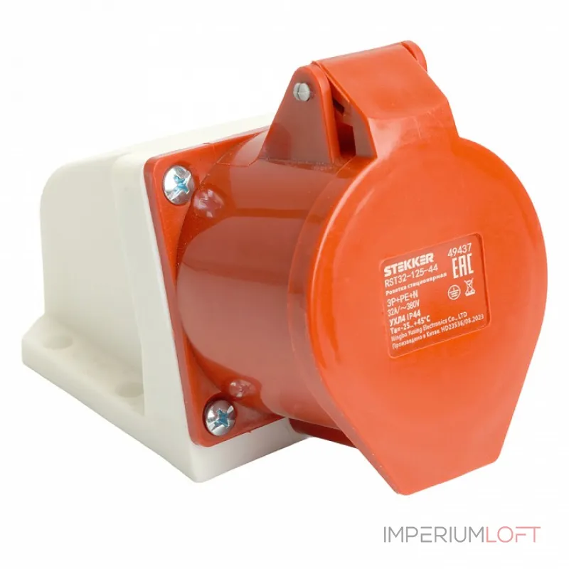 Розетка переносная разборная 3P+P с крышкой Stekker ST 49437 от ImperiumLoft
