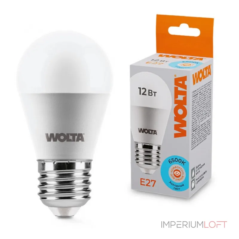 Лампа светодиодная Wolta E27 12Вт 6500K 25W45GL12E27 Лампа светодиодная Wolta E27 12Вт 6500K 25W45GL12E27