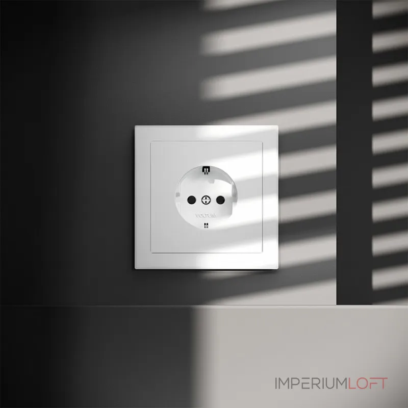 Розетка с заземлением и со шторкой без рамки Voltum S70 VLS040202 от ImperiumLoft