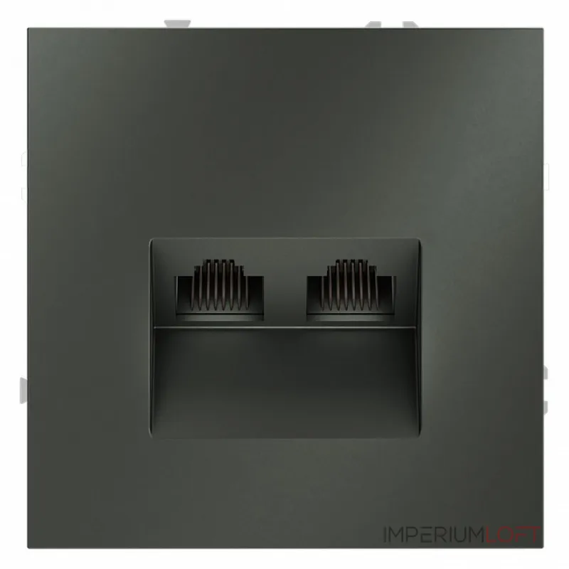 Розетка компьютерная встраиваемая S70 двойная RJ45+RJ45 кат.6 (титан) Voltum VLS060206