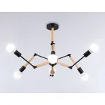 Подвесной светильник в стиле лофт TR80488/6 BK/LW черный/светлое дерево E27/6 max 60W D930*510 от NovaLamp
