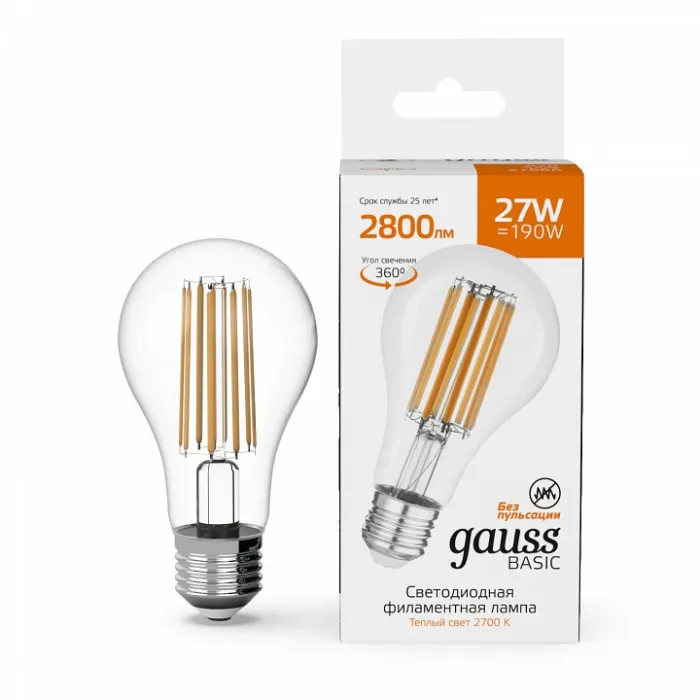 Лампа светодиодная Gauss E27 27Вт 2700K 40712172 от ImperiumLoft