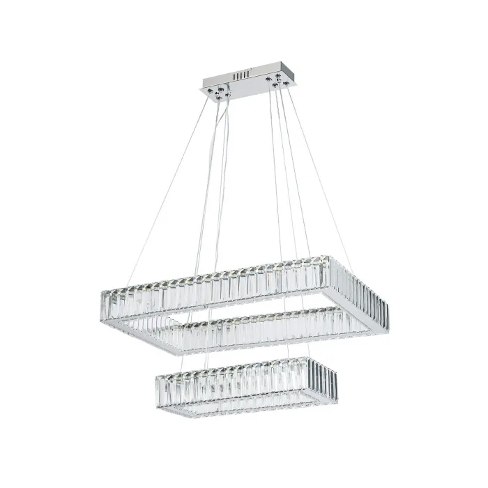 Подвесная светодиодная люстра с хрусталем TR5005/2 CH/CL хром/прозрачный 90W 3000K/4200K/6400K 600*400*950 (Без ПДУ) от NovaLamp