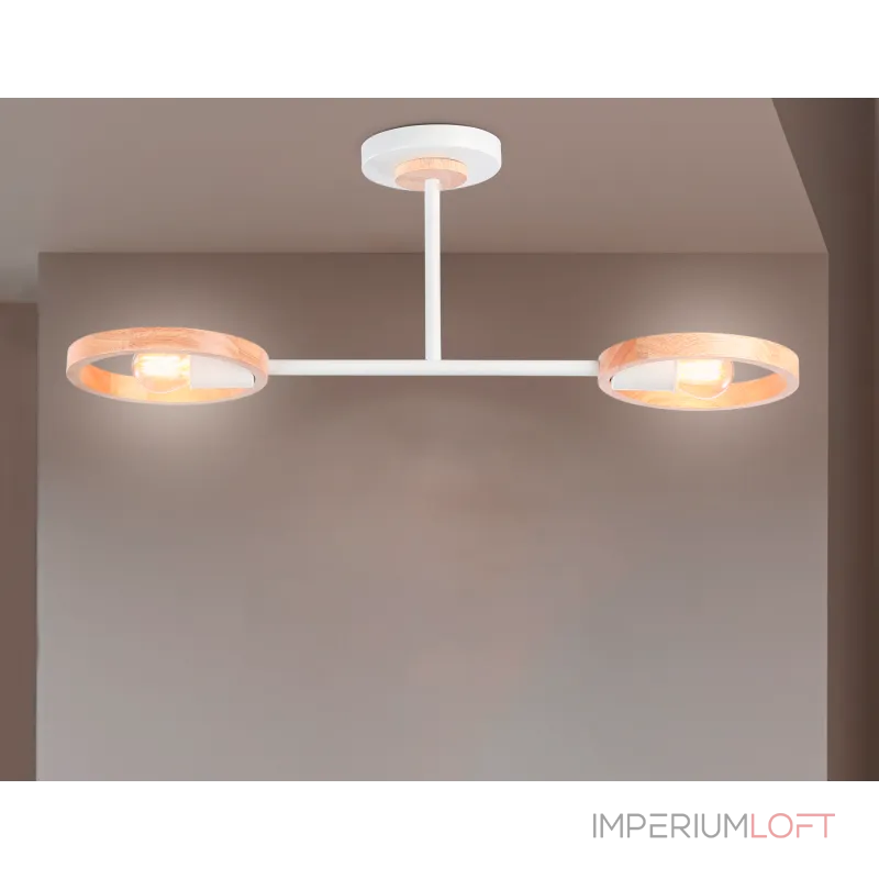 Подвесной светильник со сменной лампой TR8243/2 WH/LWD белый/светлое дерево E27/2 max 40W 590*165*220 от NovaLamp