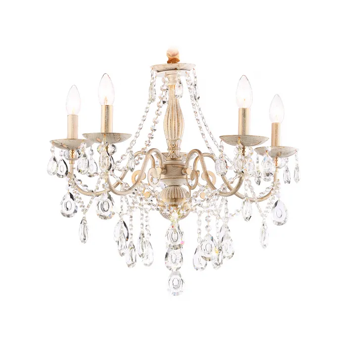 Подвесная люстра с хрусталем TR4944/5 WH/GD/CL белый/золото/прозрачный E14/5 max 40W D605*565 от NovaLamp