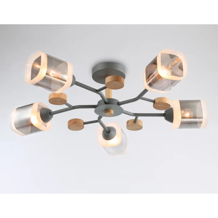 Светильник подвесной TR303323/5 WH/GD/CL/FR белый/золото/прозрачный/белый матовый E27*5 max 60W D620*200 от NovaLamp