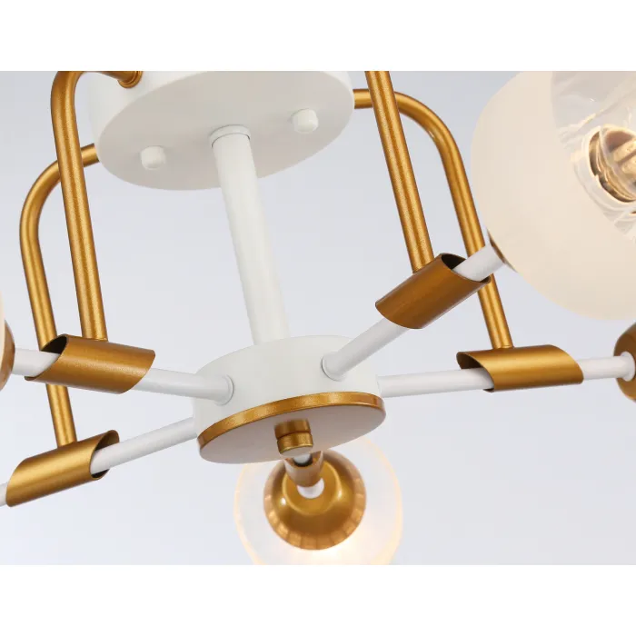 Светильник подвесной TR303323/5 WH/GD/CL/FR белый/золото/прозрачный/белый матовый E27*5 max 60W D620*200 от NovaLamp
