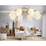 Подвесная люстра TR9522/8 WH/GD/FR белый/золото/белый матовый E27*8 max 40W D790*260 от NovaLamp