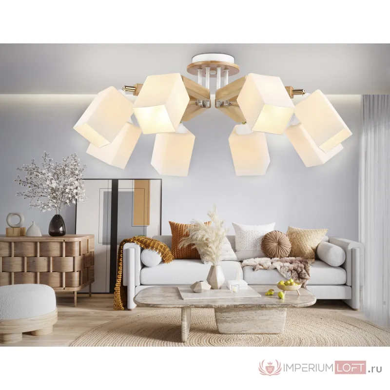 Подвесная люстра TR9522/8 WH/GD/FR белый/золото/белый матовый E27*8 max 40W D790*260 от NovaLamp