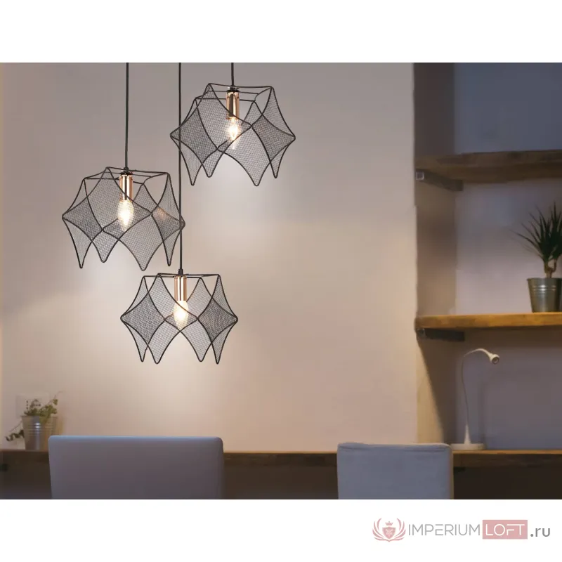 Подвесной светильник в стиле лофт TR8427/3 BK/GD черный/золото E14/3 max 40W D510*1000 от NovaLamp