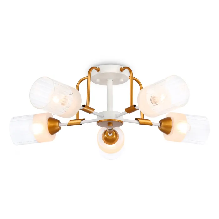 Светильник подвесной TR303323/5 WH/GD/CL/FR белый/золото/прозрачный/белый матовый E27*5 max 60W D620*200 от NovaLamp